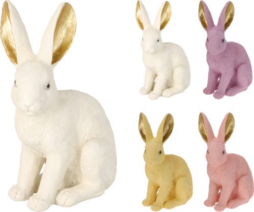 Kerámia dekor nyúl figura élénk színekben 26x14x36cm válaszható/db 