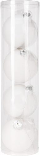 Karácsonyfa dísz fényes és matt vegyesen 10cm 4db/cs - fehér vegyesen