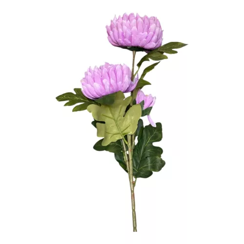 Élethű mű krizantém ág világos lila virágokkal 85 cm