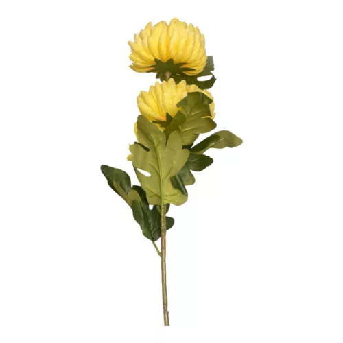 Élethű mű krizantém ág sárga virágokkal 85 cm