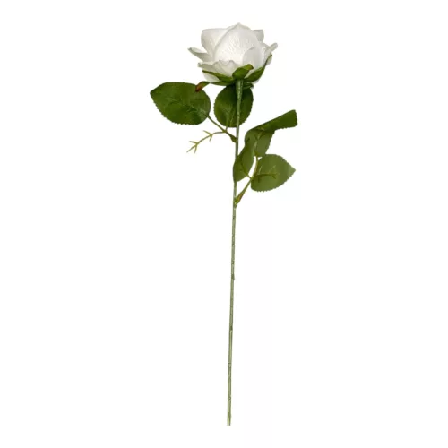 Élethű mű rózsa szál – fehér 51 cm