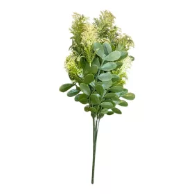   Élethű mű fehér virágos zöld csokor eukaliptusz jellegű levelekkel 35 cm