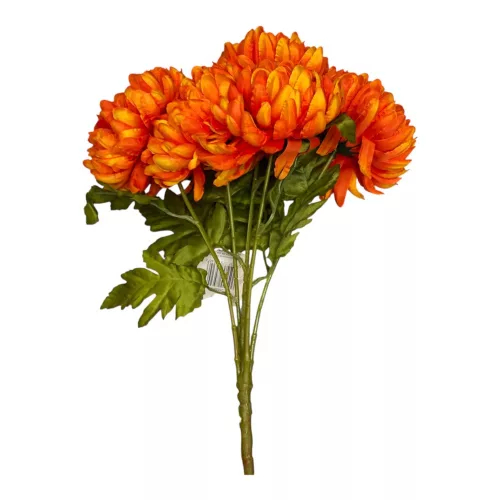 Élethű mű krizantém csokor – narancssárga, 46 cm