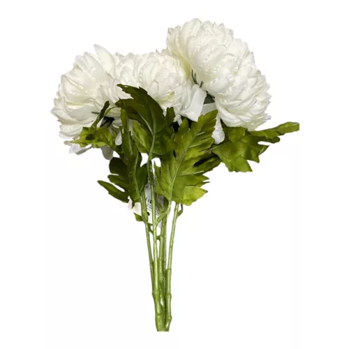 Élethű mű krizantém csokor – fehér, 46 cm