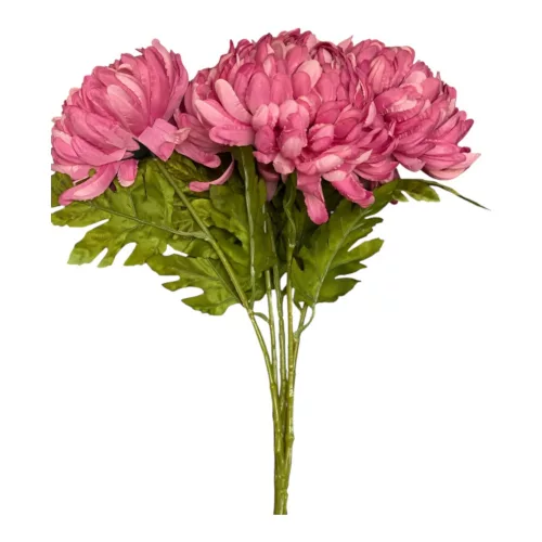 Élethű mű krizantém csokor – sötétrózsaszín, 46 cm