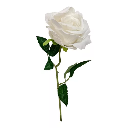 Szálas selyem rózsa 49cm fehér