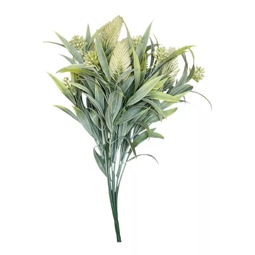 Élethű mű díszfű bokor fehér kalászokkal 35 cm