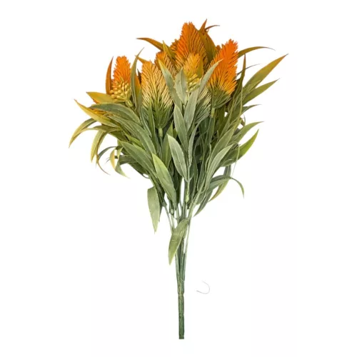 Élethű mű díszfű bokor narancs kalászokkal 35 cm