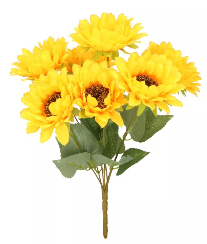 Selyem napraforgó csokor 41cm 7 virágos