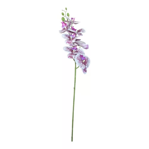 Élethű mű orchidea szál fehér lila pöttyös– 86cm