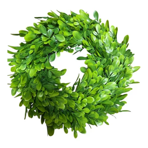 Élethű mű buxus koszorú – élénkzöld, 20 cm