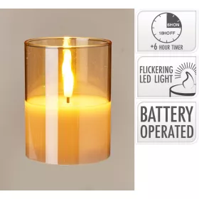 LED-es gyertya üvegben 10 cm