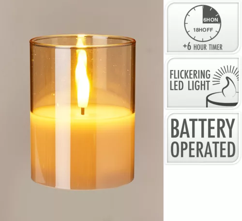 LED-es gyertya üvegben 10 cm