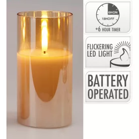 LED-es gyertya üvegben 15 cm