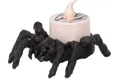Fehér LED mécses fekete pókkal