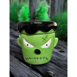 Tároló tégely 12cm halloweenre - frankenstein fejes