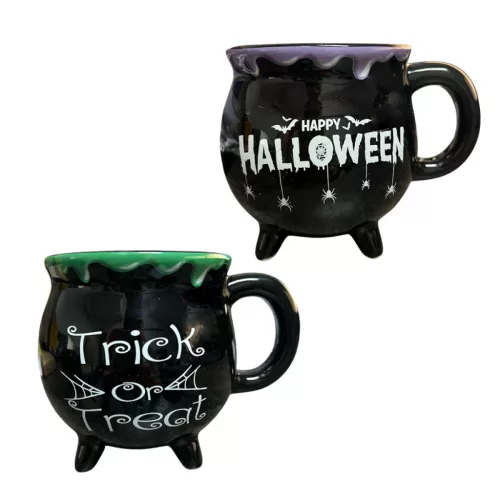 Fekete üst formájú talpas bögre halloweenre 10cm 2 féle választható