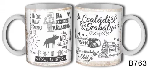 Bögre 3dl - családi szabályok - motívációs ajándék