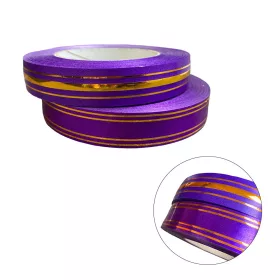   Dekor brill szalag sötét lila, arany csíkozással 2 féle/db 19mm/45,72m