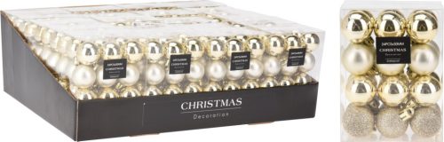 Karácsonyfa dísz 3cm vegyesen matt és fényes 24db/cs - pezsgő szín vegyesen