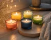 Mécses üvegben 4db/cs 5x3cm 4 féle illatvariációban