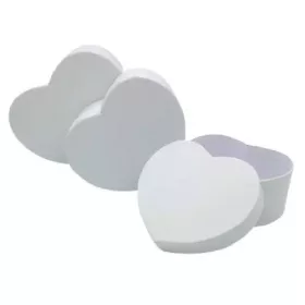   Ajándékdoboz szív alakú fehér színű szett 3db (15x13,5x7,2; 13x12x6; 11,2x10x5 cm)