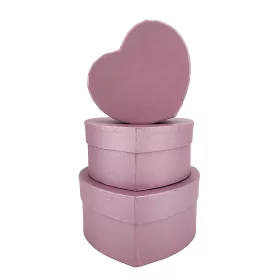   Papírdoboz szív alakú szett mályva 3db15x13.5x7.2cm,13x12x6cm,11.2x10x5cm