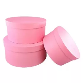   Díszdoboz szett 3 részes kerek 22,5x11,5cm,22,5x6,10,5cm ,18,5x5,9,5cm  rózsaszín