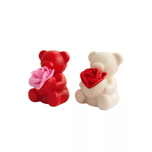 Világító maci figura rózsával 2 féle választható 5x4,5x6,5cm