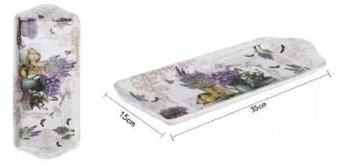 Levendulás műanyag tálca 35 × 15 cm – Provence mintás kínálótálca