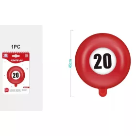 Lufi „20” 45 cm piros születésnapi lufi