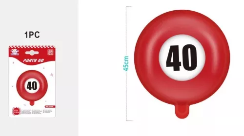 40-es szám fólia lufi 45 cm – születésnapi dekoráció
