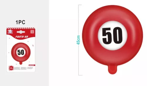 50-es szám fólia lufi 45 cm – születésnapi dekoráció