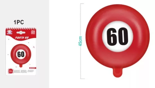 60-as szám fólia lufi 45 cm – születésnapi dekoráció