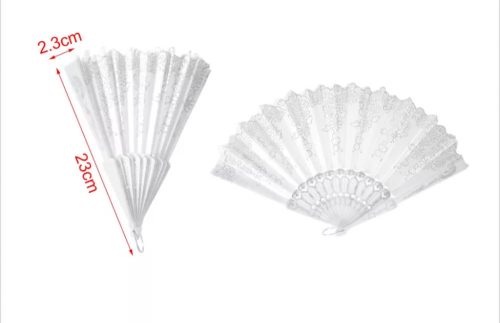 Fehér csipkés legyező 23x2,3 cm – elegáns alkalmi kézi legyező