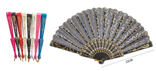 Színes díszes legyező 23 cm – elegáns kézi legyező választható színekben/db