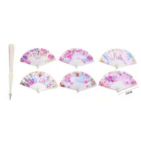   Virágmintás legyező 23 cm – romantikus kézi legyező választható mintákkal/db