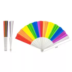 Szivárvány színű összecsukható legyező 23 cm