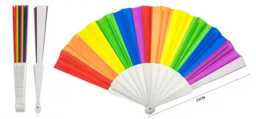 Szivárvány színű összecsukható legyező 23 cm