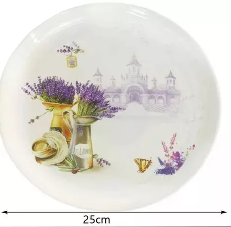 Műanyag tálca kerek levendulás 25cm
