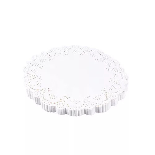 Tortaalátét kerek fehér csipkés 38cm 12db-os