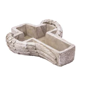 Cement kaspó, kereszt, szürke  21,5x17,5x6,5cm