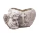 Cement kaspó, angyalkás szív, szürke 17x12x10cm