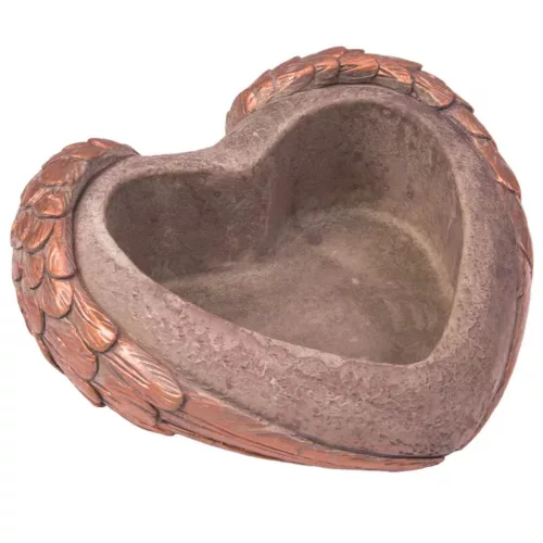 Cement kaspó, szív forma szürke-arany  18,5x18,5x7,5cm