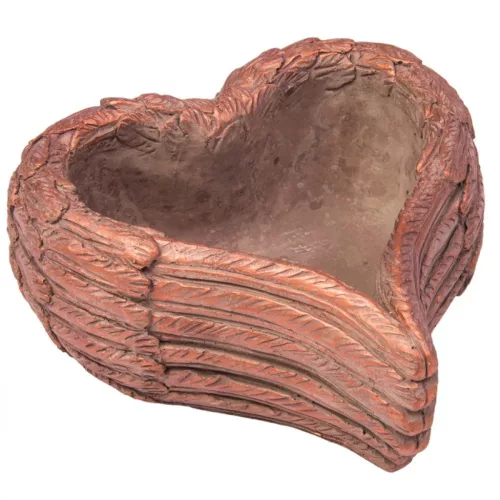 Cement kaspó, szív forma szürke-arany  20x18,5x8,5cm