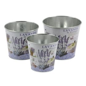 Fém levendulás kaspó szett 3db-os