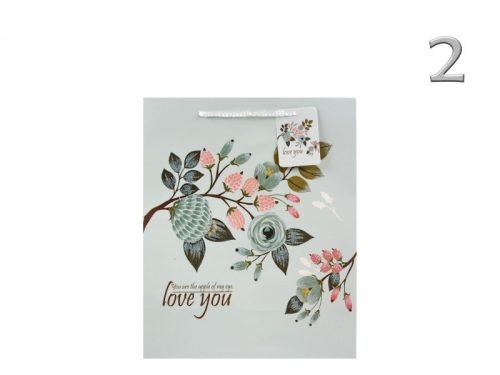 Ajándéktasak Love you virágos pasztel közép 18x10x23cm 2.