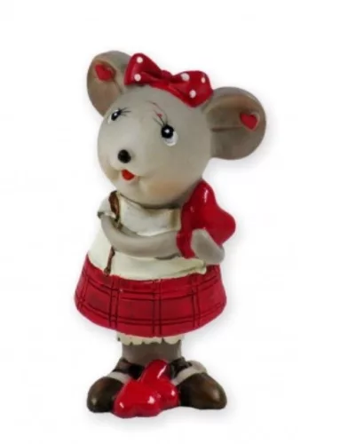 Egér figura lány szívvel 8cm
