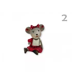 Egér lány ülő szívvel piros 6cm