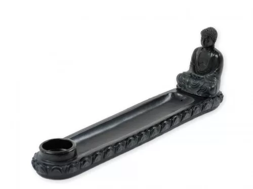 Fekete Buddha füstölőtartó – 27 cm